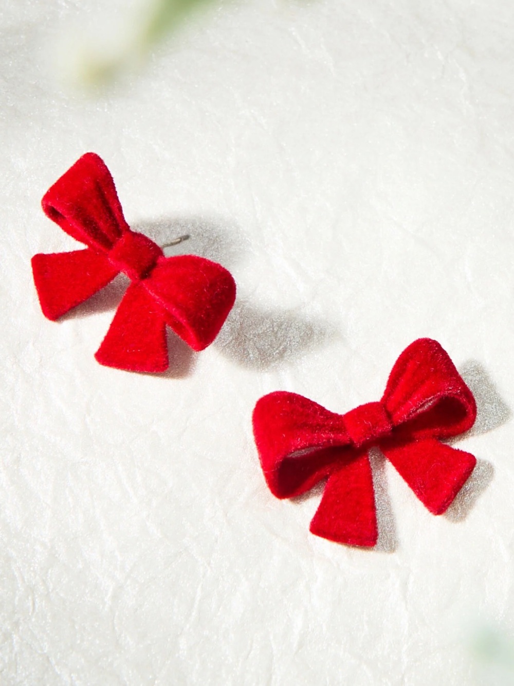 Red Velvet Bow Earrings / Christmas Earrings